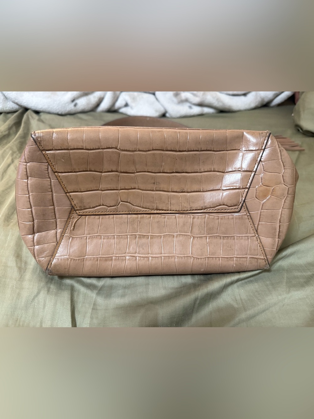 Lauren Ralph Lauren Croc-Embossed Bucket Bag – Tan/Camel - Picture 5 of 16